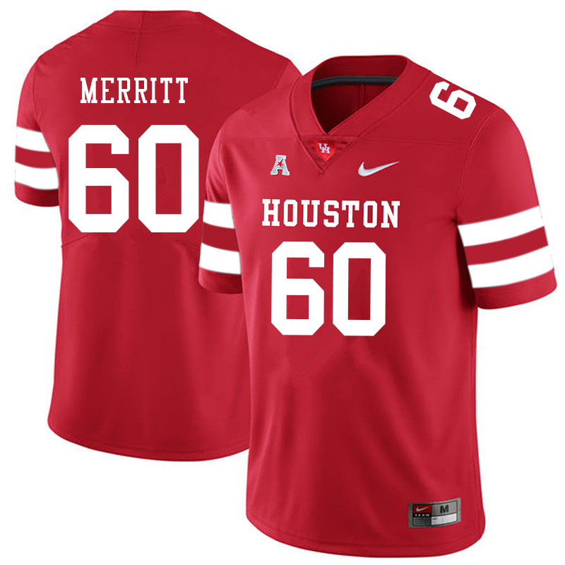 Men #60 Brian Merritt Houston Cougars College Football Jerseys Sale-Red